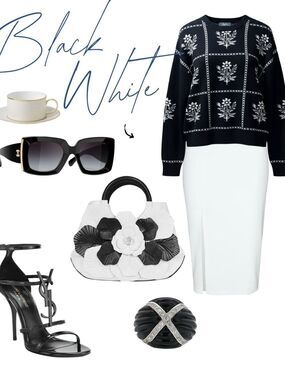 Black & White Floral Patchwork Sweater Top